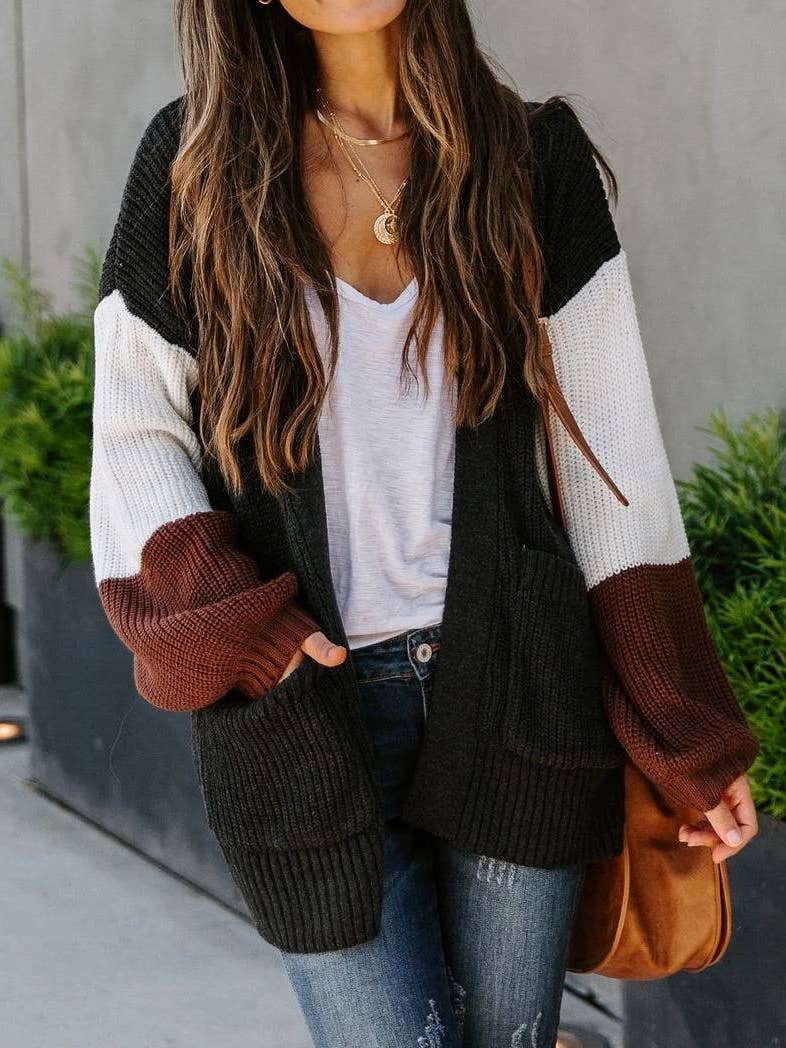 Patchwork Knit Cardigan