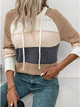 Load image into Gallery viewer, Hooded Color Block Knit Top
