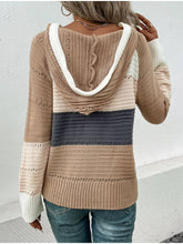 Load image into Gallery viewer, Hooded Color Block Knit Top
