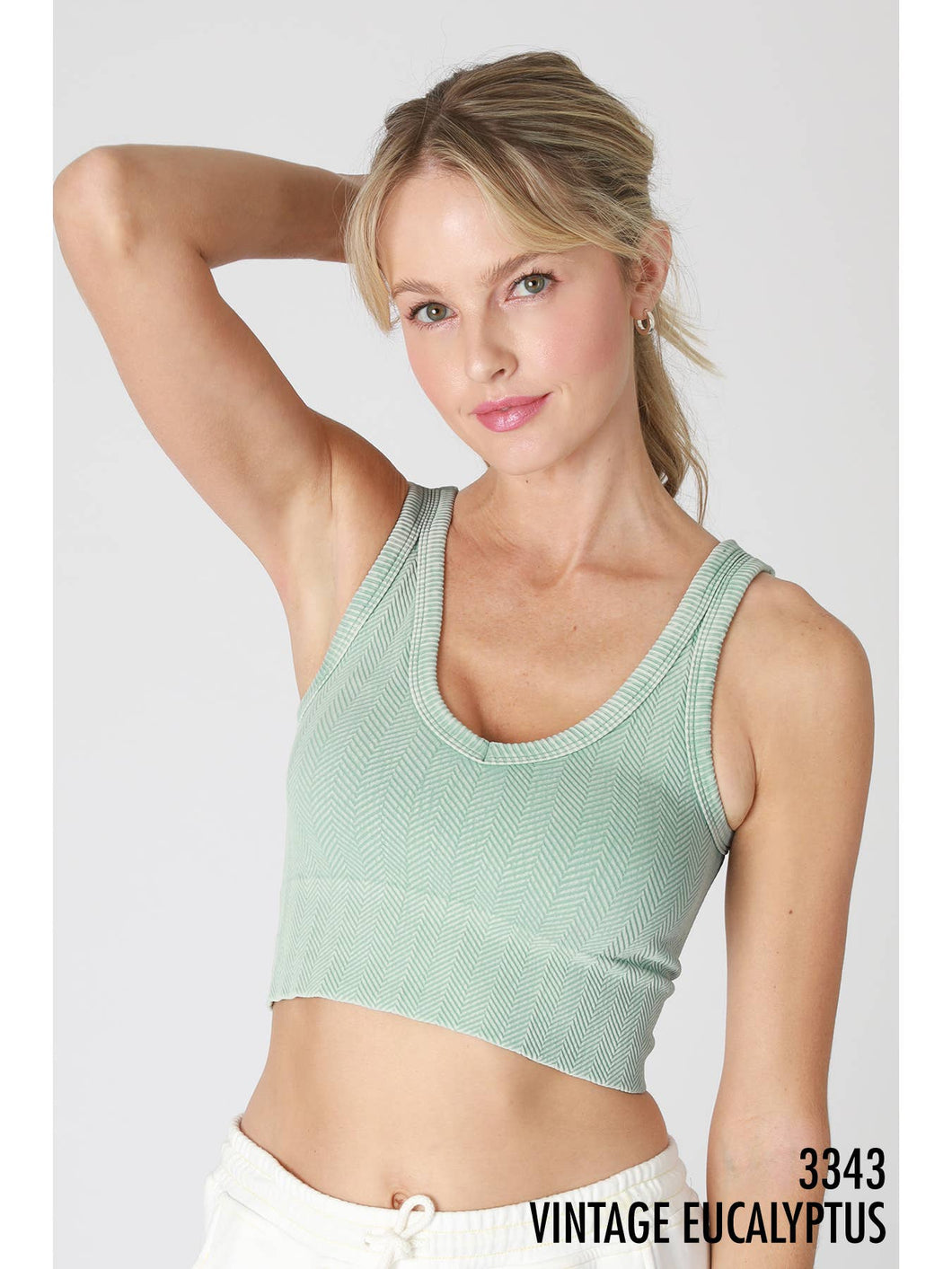 Brynn Vintage Reversible Herringbone Crop Top