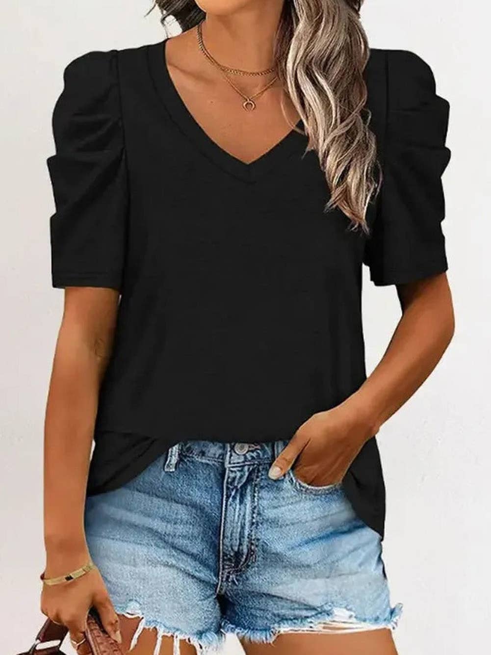 Rosie Puff Sleeve V-Neck Top