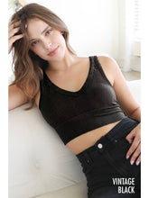 Load image into Gallery viewer, Brynn Vintage Reversible Herringbone Crop Top
