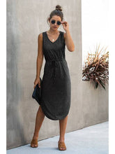 Load image into Gallery viewer, Chrissy Sleeveless Tank Dress With Tie Waist

